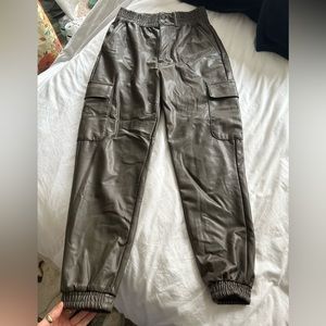 Abercrombie brown leather cargo joggers small